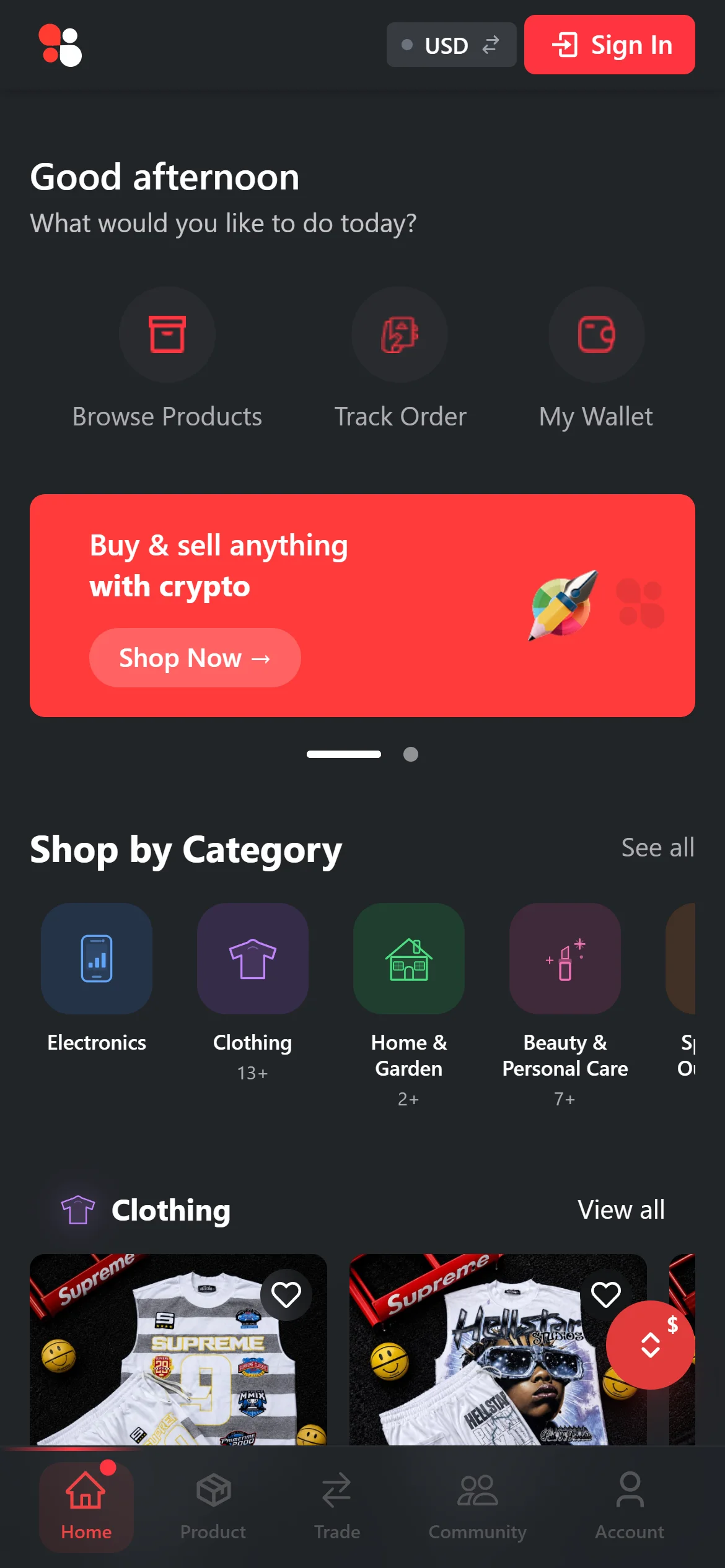Dezenmart home on a phone with a bottom navigation bar
