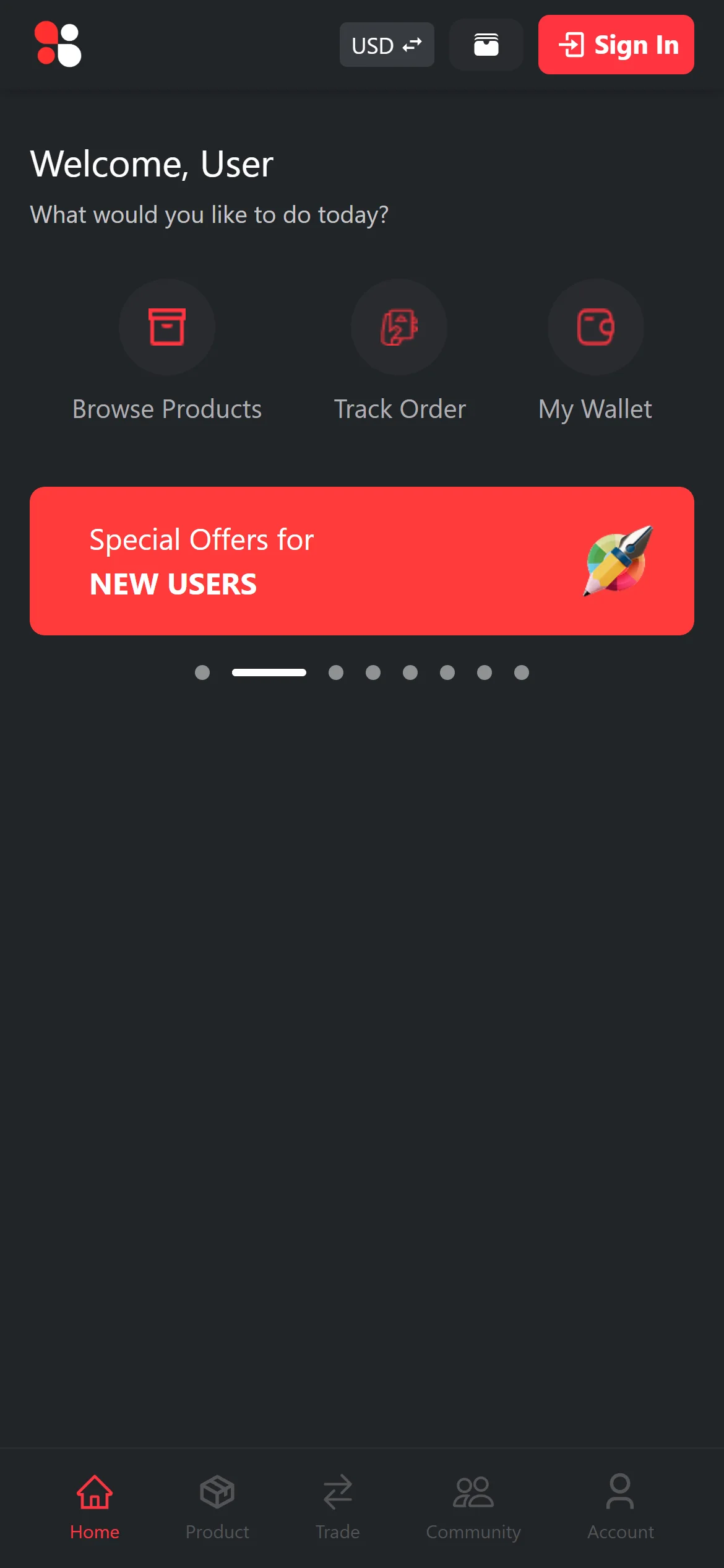 Dezentra home page on a phone