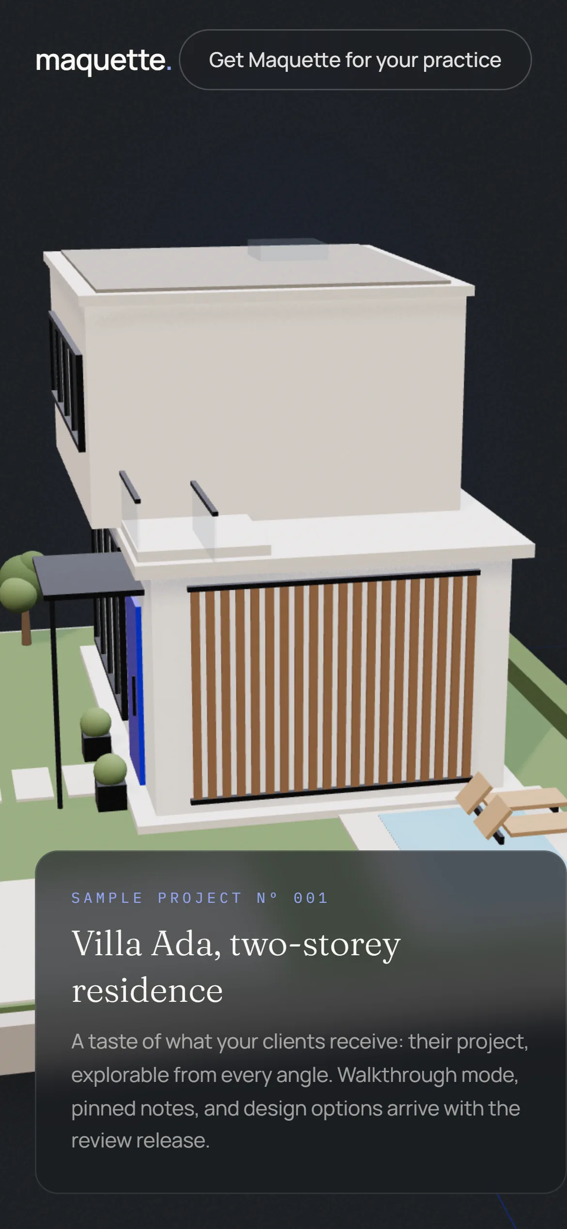 The same villa in the viewer on a phone