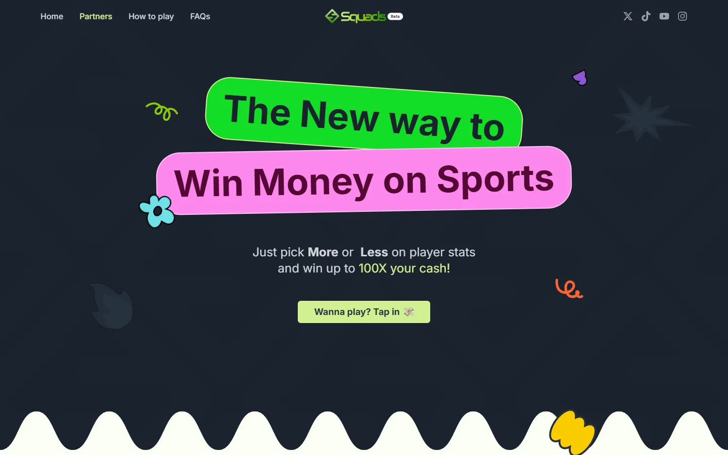 Squads landing page on desktop