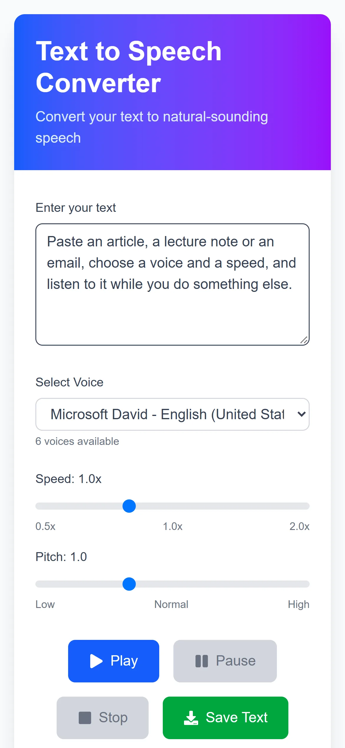 The Text-to-Speech app on a phone