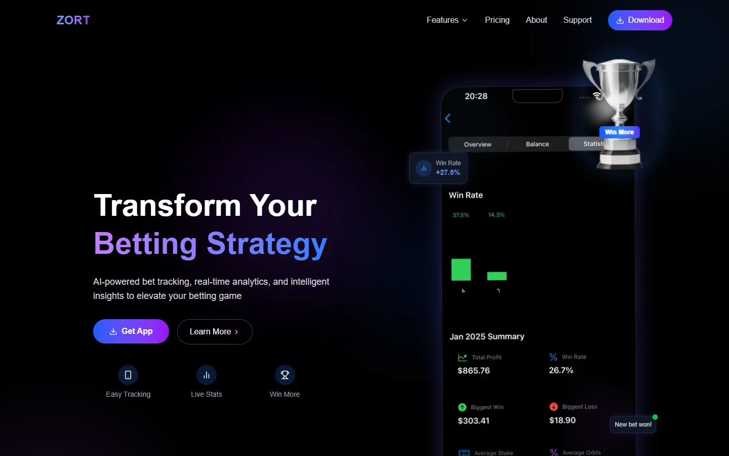 ZORT landing page on desktop