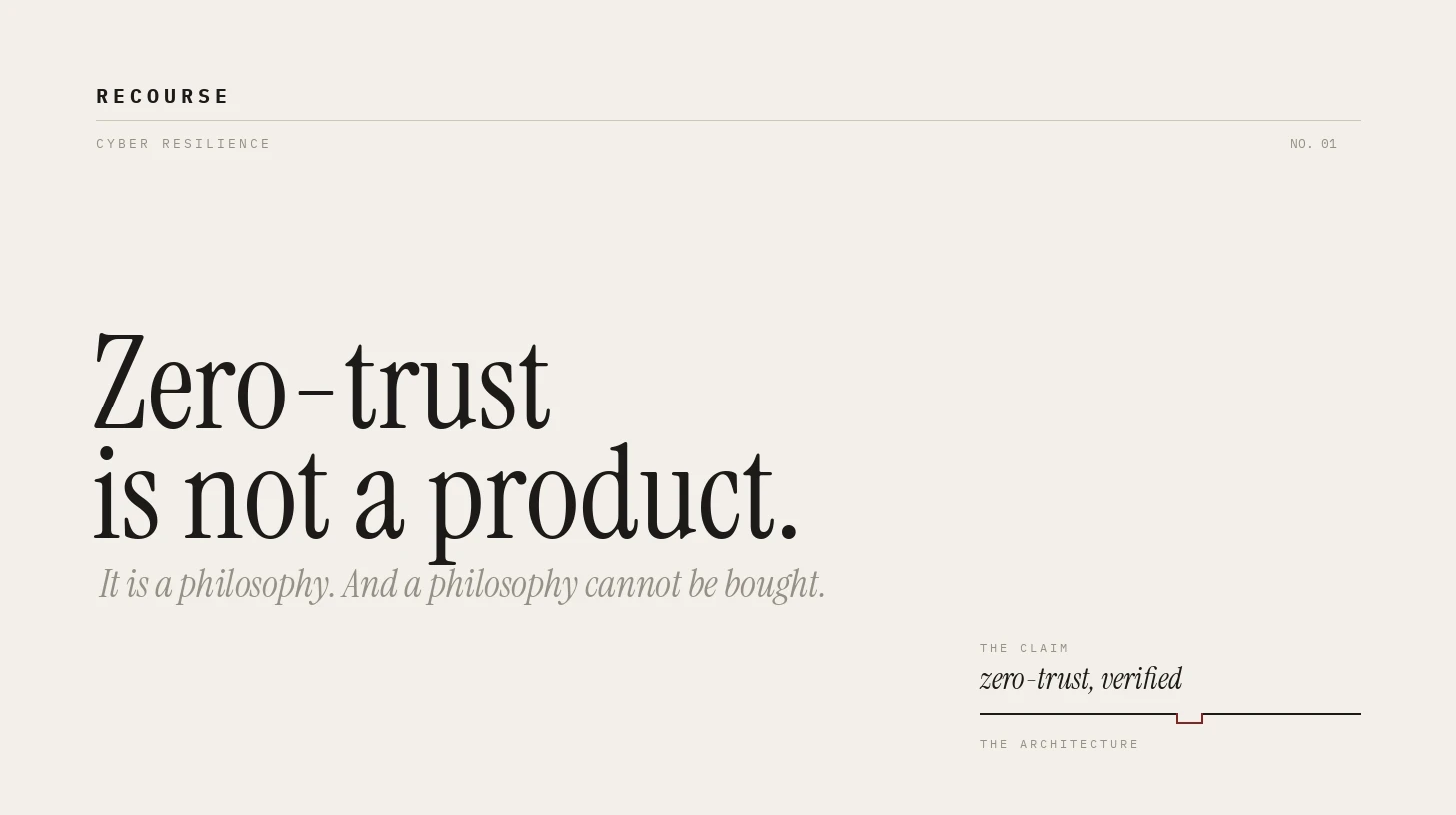 Header artwork: Zero-trust is not a product. It is a philosophy.