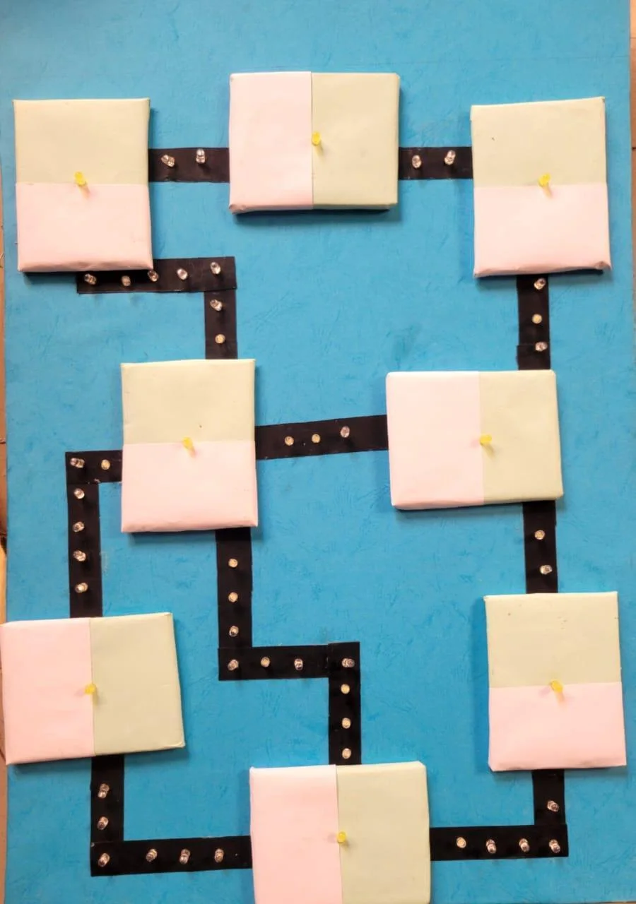 The board before the shelves were labelled